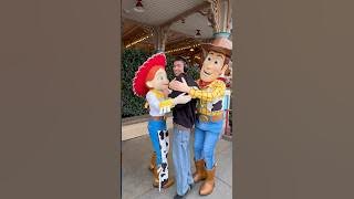 Thomas getting a hug from Woody and Jessie at the same time #shorts #disneyland #autism