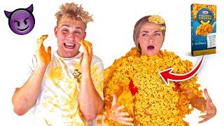 I DUMPED 30 BOXES OF MAC & CHEESE ON MY GIRLFRIEND!!😂(freakout)