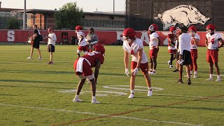Video from Arkansas football fall camp practice No. 1