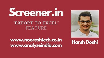 Export to excel Screener in