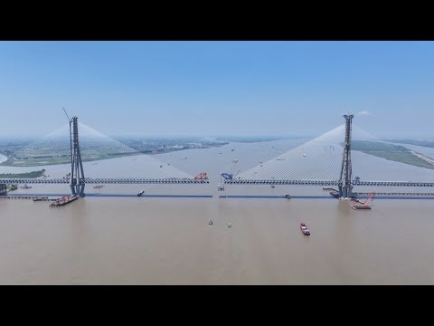 Construction of Changtai Yangtze River Bridge in progress @cgtn