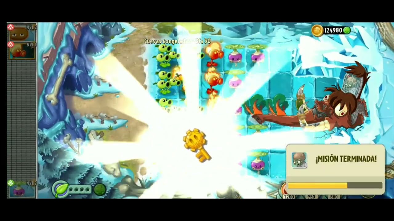 Derrotando al jefe de las cuevas congeladas plantas vs zombies 2 - YouTube