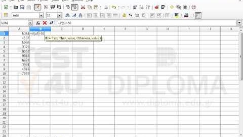 Enter the appropriate function in cell B1, so that if the value in cell (A1) is higher than...