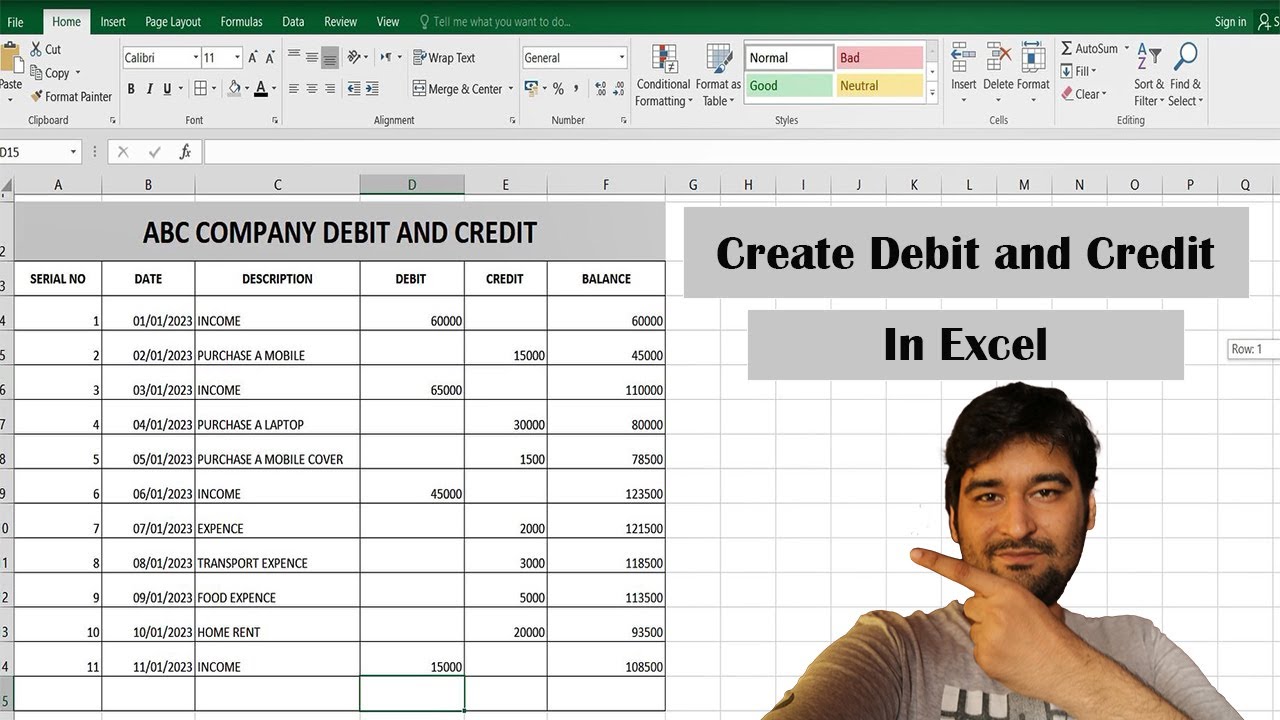 How To Create Debit And Credit Account Sheet In Microsoft Excel Debit How To Create Debit And Credit Account Sheet In Microsoft Excel Debit