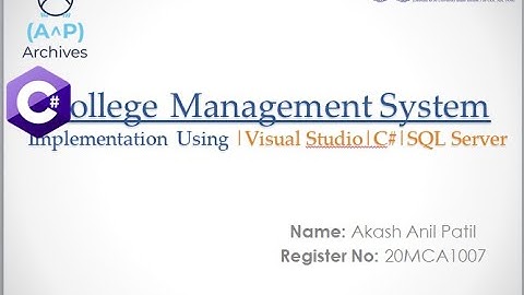 College Management System - using | Visual Studio 2019 | C# Language | Backend - SQL SERVER 2015