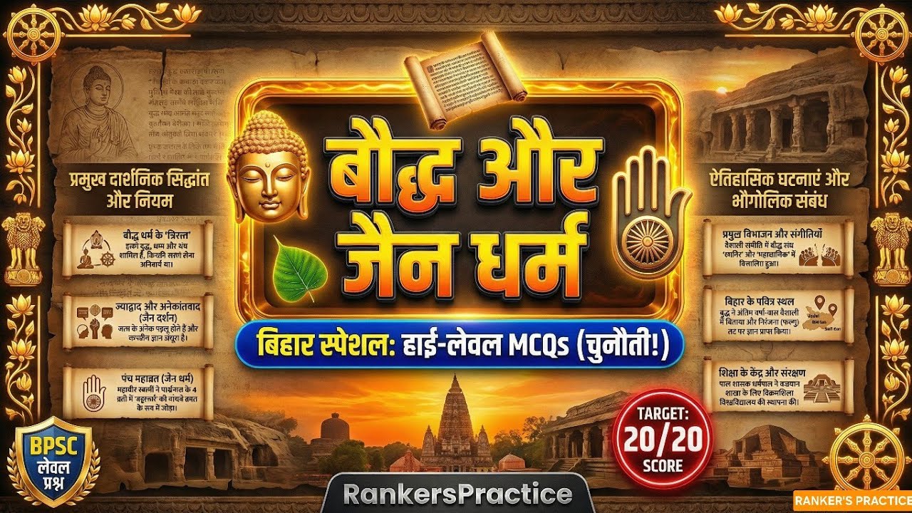Buddhism & Jainism: High-Level Mock Test | For BPSC TRE 4.0, AEDO & Bihar SI | RankersPractice