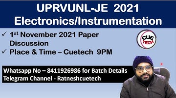 UPRVUNL JE 2021 Electronics || I&C Paper Discussion || Class Announcement By Ratnesh Sir