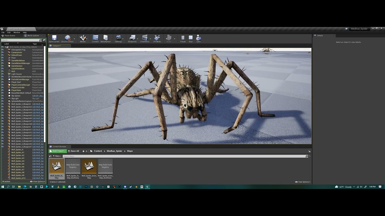 Medhue Wolf Spider with AI Blueprints in Unreal Engine!! - YouTube