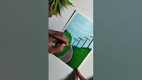 Easy painting with DOMS brush pen | Acrylic painting | nature painting #art #painting #shorts #easy