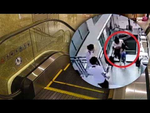 Chinese Woman Swallowed by Escalator - YouTube