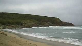 Finisterre, playa do Rostro, camino de Fisterra a Muxia por la ruta xacobea, A Coruña.