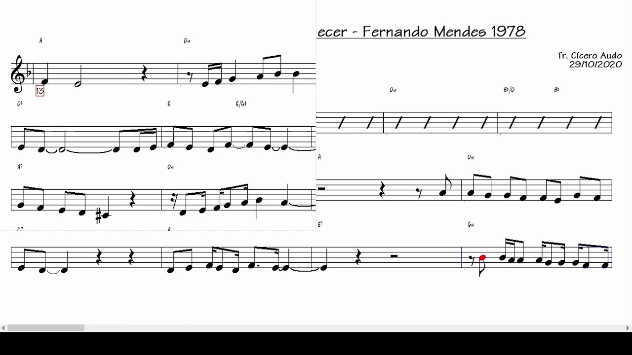 Fernando Mendes - A Desconhecida - Sheet Music For Alto Saxophone