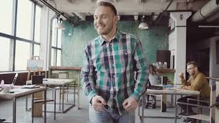Videoblocks Happy Businessman Walking Through The Modern Office And Doing Crazy Dance Man In Cheerfu