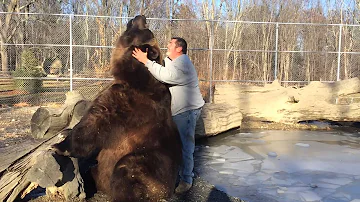 Jim playing with Jimbo the bear.