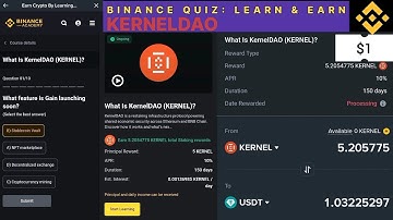Binance Quiz Answers (KERNELDAO) LEARN & EARN | 5 KERNEL = $1