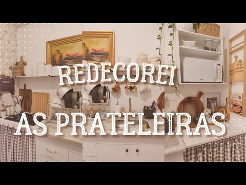 Troquei o microondas de lugar, redecorei as prateleiras da cozinha!