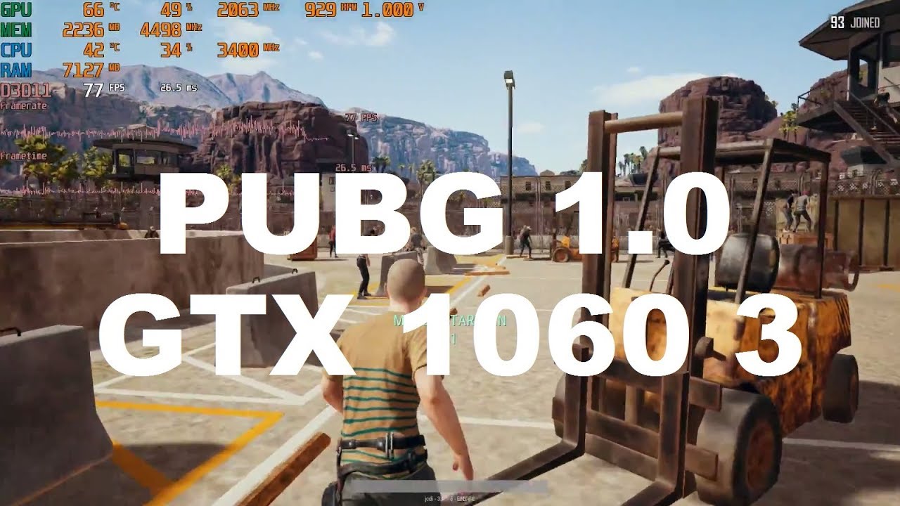 PUBG 1.0 - GTX 1060 3Gb + Ryzen 5 1600 | ALL SETTINGS