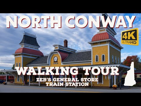 North Conway NH 4K Walking Tour | Zeb's General Store | Train Station | White Mountains