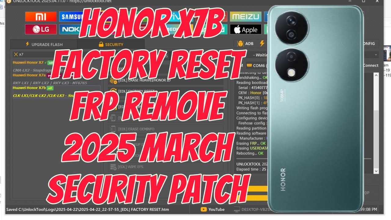 Honor x7b factory reset frp remove 2025