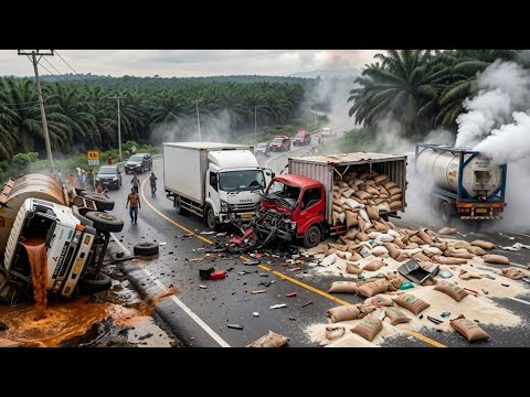 Insiden Beruntun Bak Truck Sampai Terbelah || Gawat, Truck Muatan Gas Cair Bocor Di Bukit Kodok