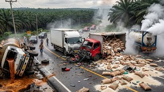 Insiden Beruntun Bak Truck Sampai Terbelah || Gawat, Truck Muatan Gas Cair Bocor Di Bukit Kodok