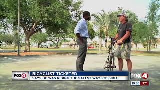 Full Bicyclist Ticketed, says he was riding the safest way possible Update