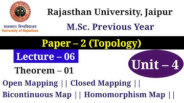 Open mapping | Closed mapping | Bicontinuous mapping | Topological mapping | Homomorphism mapping