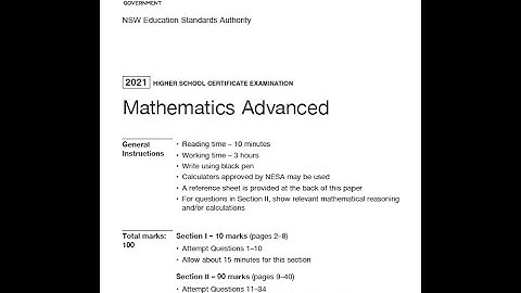 2021 Advanced Mathematics HSC | 100% Worked Solutions