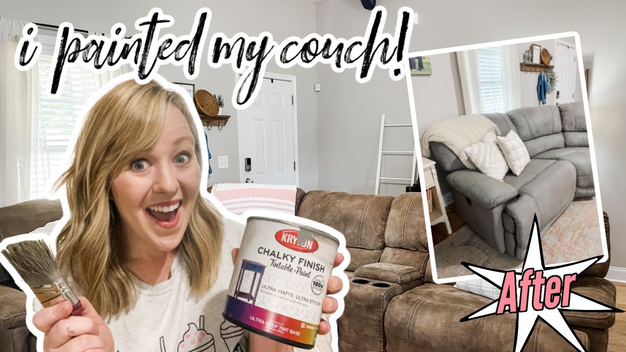 DIY Leather couch - How to paint on Microfiber! Secret Fabric Paint Recipe  - SOFT 