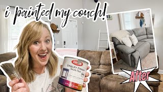 I PAINTED MY COUCH! // COUCH MAKEOVER // CHALK PAINTED COUCH DIY // HOW TO PAINT UPHOLSTERY