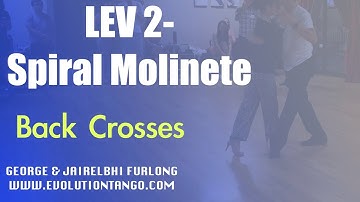 George and Jairelbhi level 2 class.  Ochos milongueros into a half molinete.