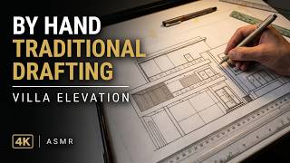 INKING a 2-Story Villa Facade 🏠✍️ | Traditional Drafting ASMR