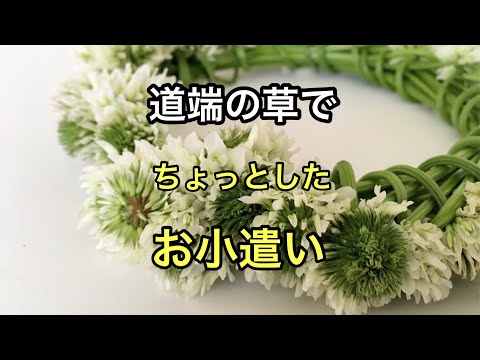 【シロツメクサでリースを作る】ちょっとしたお小遣い稼ぎになります。