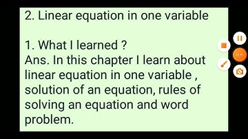 class 8 math learners diary chapter 2 linear equation in one variable