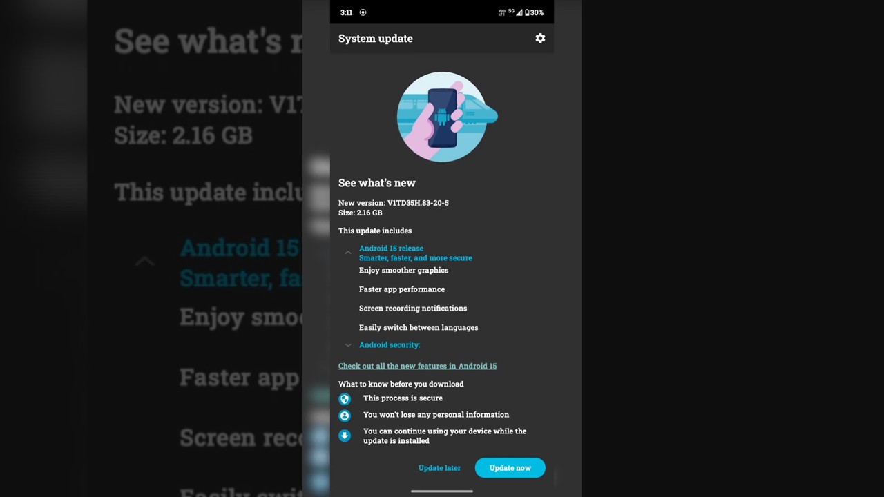 finally Moto g54 receive Android 15 update update size 2.16 GB