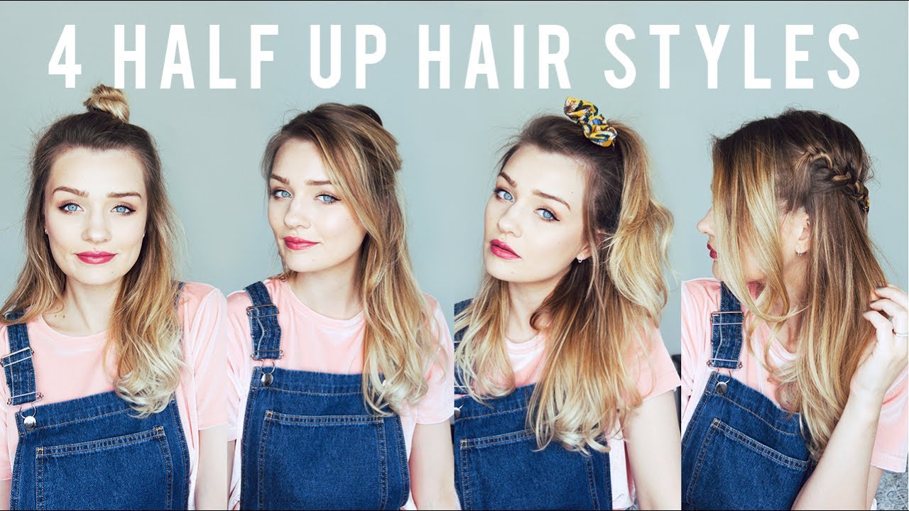 4 EASY HALF UP HAIR STYLES! - YouTube