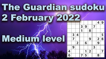 Sudoku solution – The Guardian sudoku 2 February 2022 Medium level