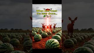 Deer Invasion vs Laser Drone – Epic Cinematic Battle in the Watermelon Field