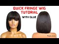 DIY How To Make a Quick Fringe Wig Using Glue || How to make a weave under 45 mins 😱