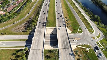 Highway intersection aerial time lapse