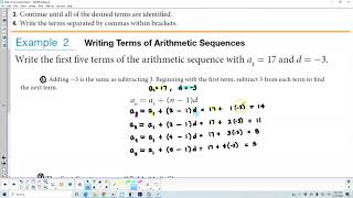 Math 10 9.2 Example 2 Writing Terms of Arithmetic Sequences
