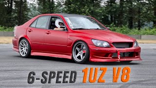 Track Testing in a 1UZ V8 Lexus IS300 Drift Car Built for Competition!