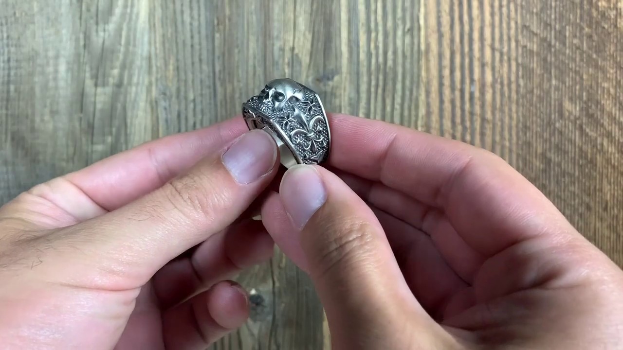 Totenkopf Biker Ring Edelstahl Gothig Silber Herren Männer Rocker Skull