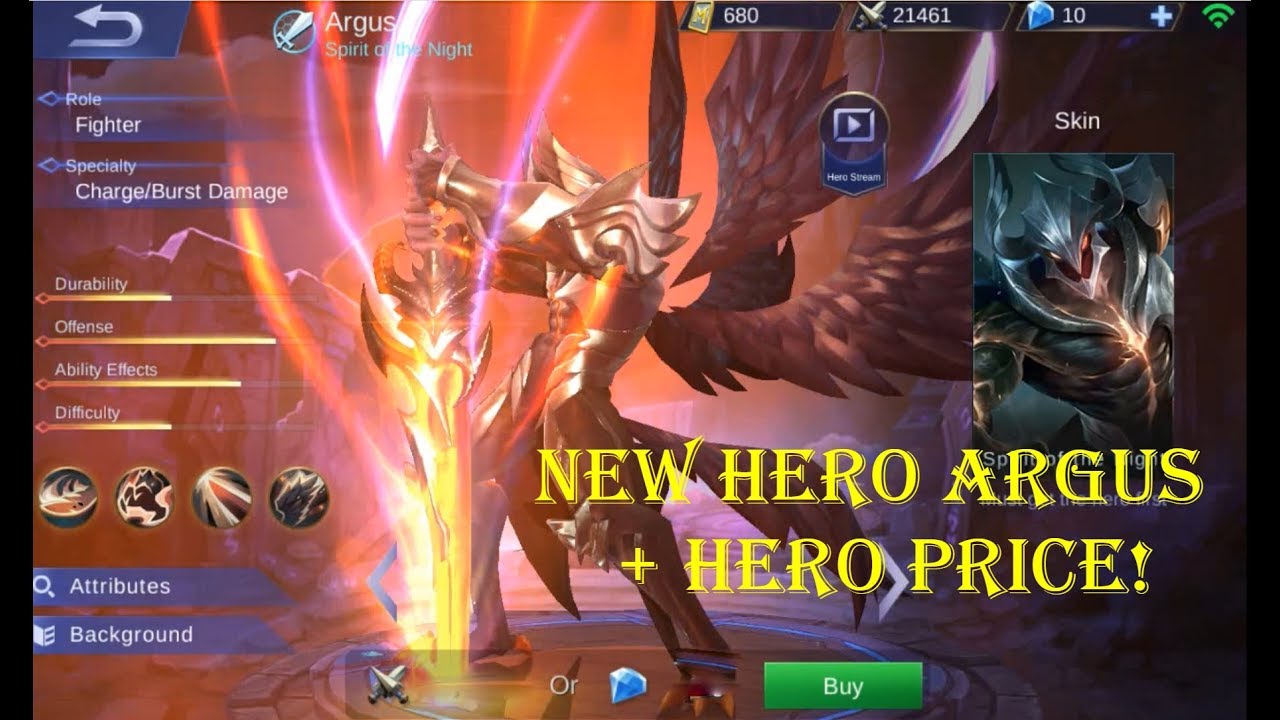 Mobile Legends NEW HERO ARGUS HERO PRICE YouTube