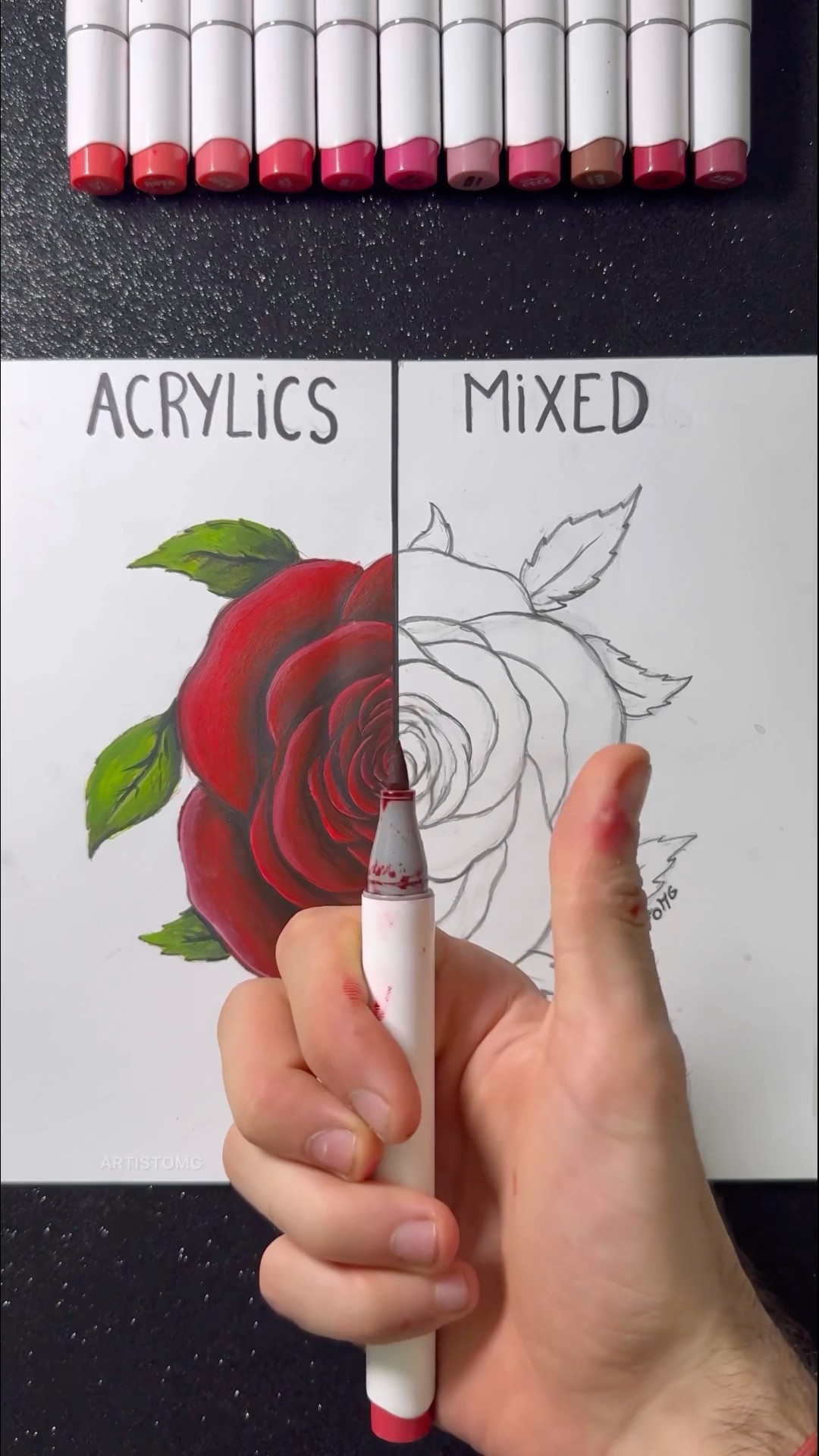 Rose with Mixed Technique! ✍️✨? #artistomg #shorts #realism