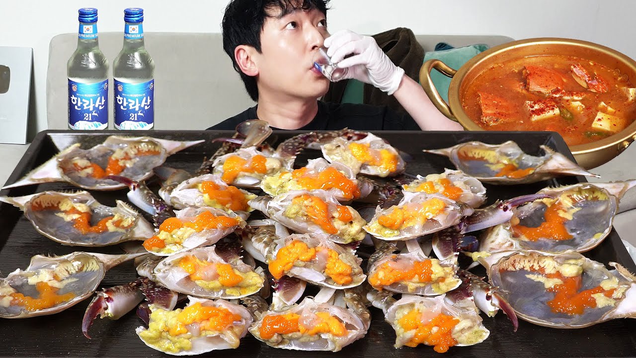 Сырой краб! Свежий и вкусный🦀 MUKBANG REALSOUND ASMR EATINGSHOW