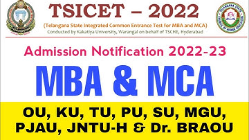 TS ICET-2022 | Notification | Important Dates | MBA & MCA | OU KU PU MGU SU TU JNTU | Telangana