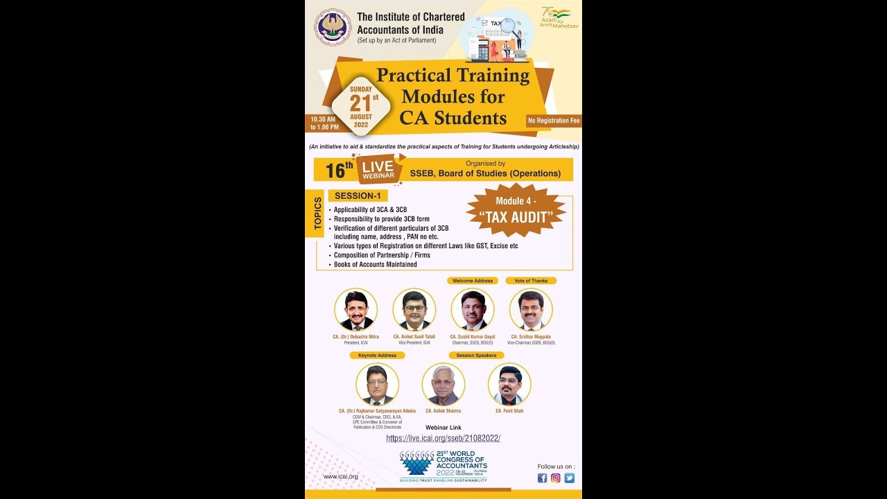 16th Live Webinar on ''Practical Training Modules for CA Students ...