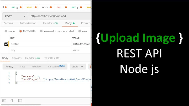 How to upload images using rest api in node js from scratch