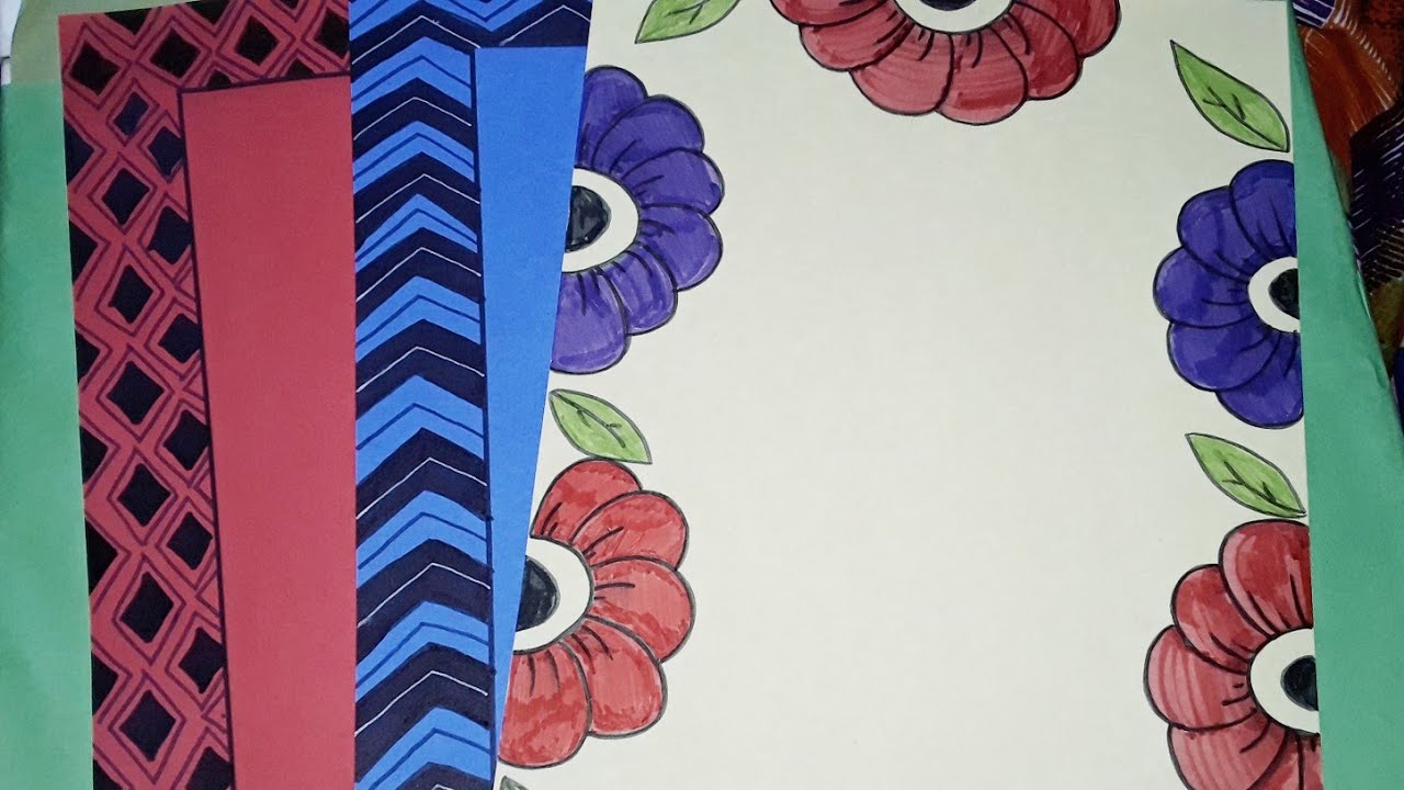 Border designs on colour paper| Border designs for school projects | Border  designs on paper | - YouTube